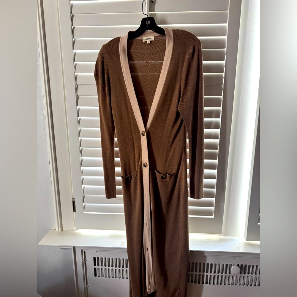 L’Agence long ribbed knit cardigan